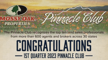 Mossy Oak Properties recognizes 1st quarter Pinnacle Club